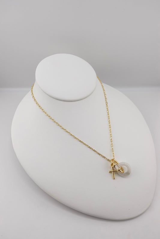 White jade carabiner necklace
