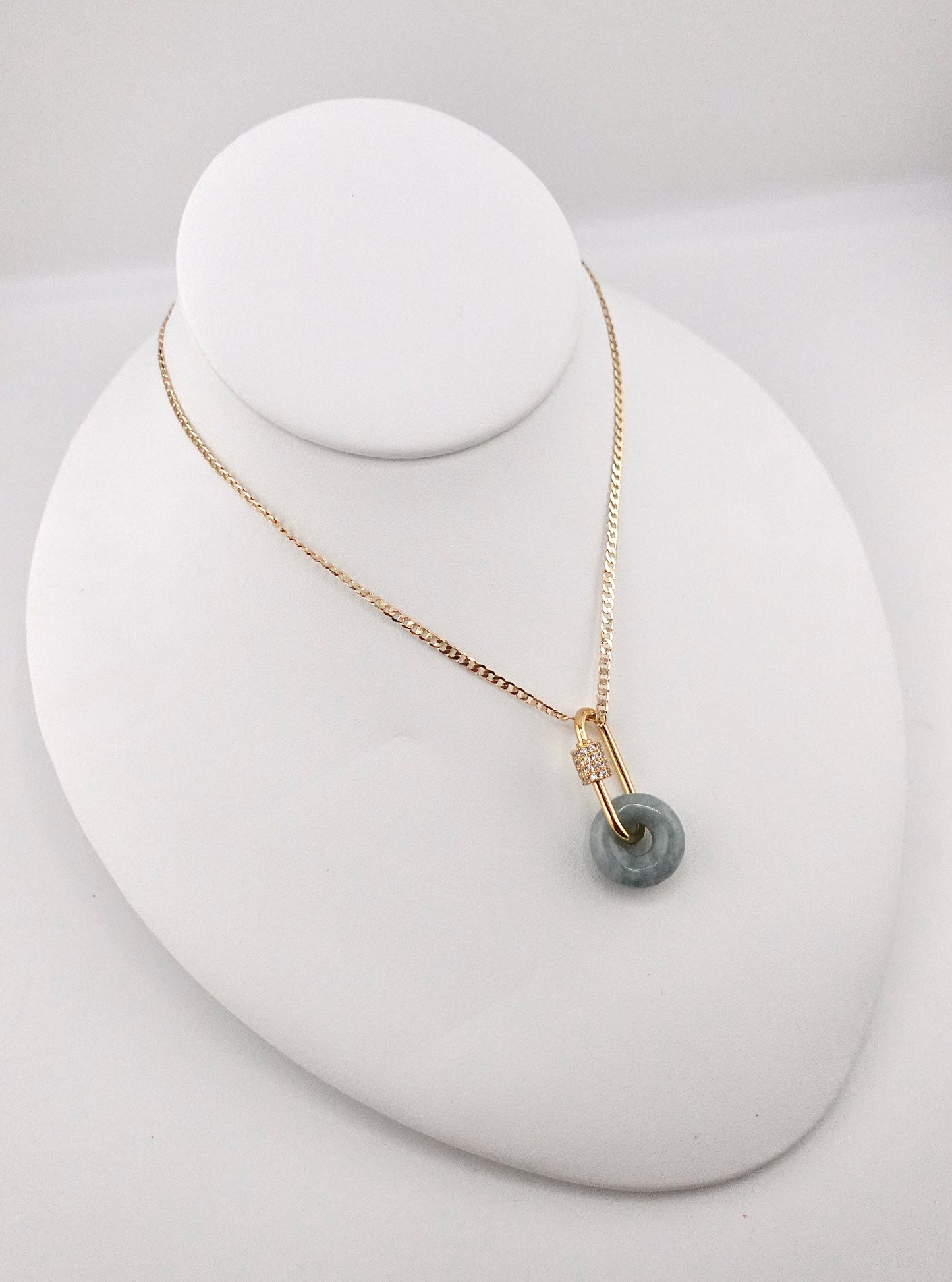 Carabiner jade necklace