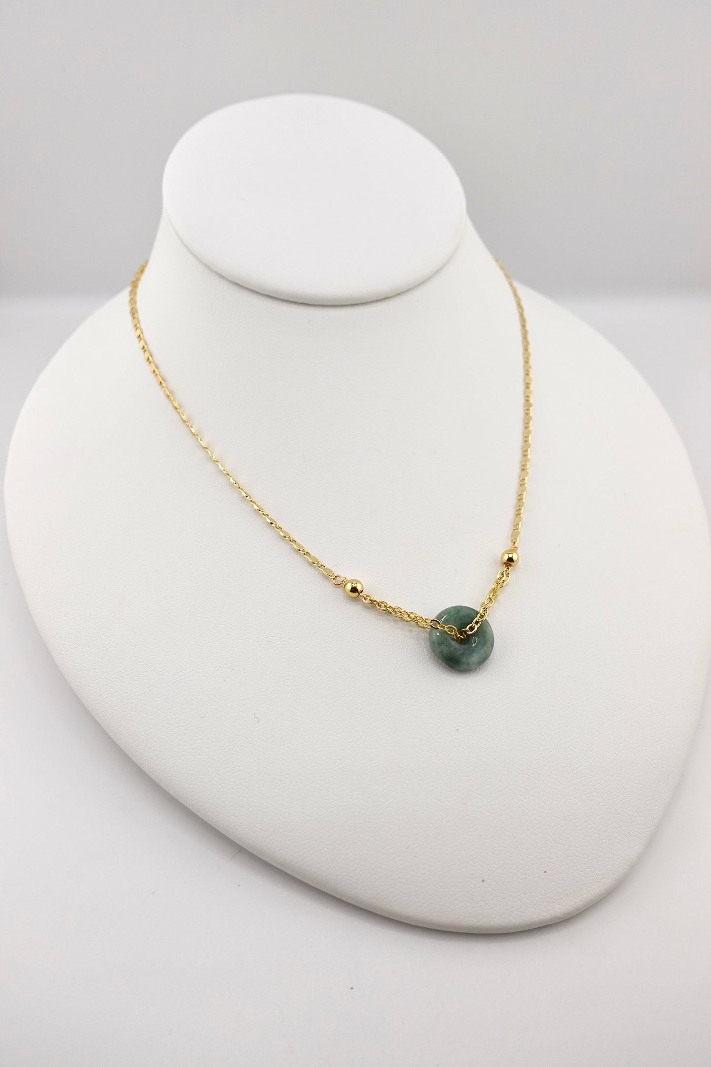 Mini jade donut necklace