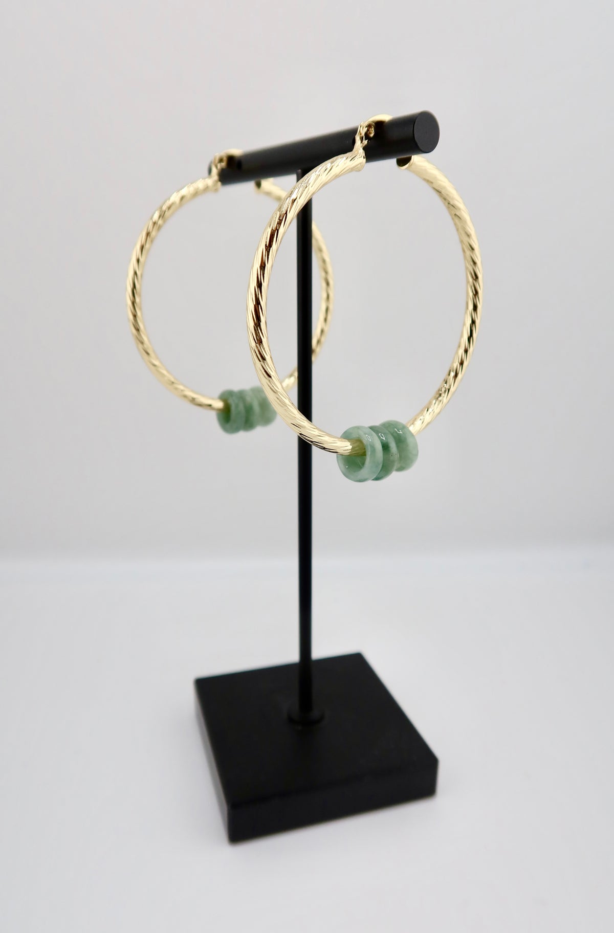 Medium triple jade hoops