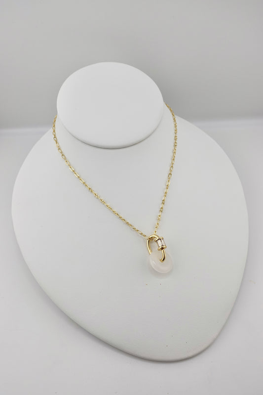 White jade carabiner necklace