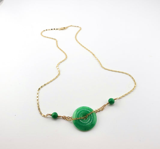 Emerald Jade donut necklace (jade ball detail)