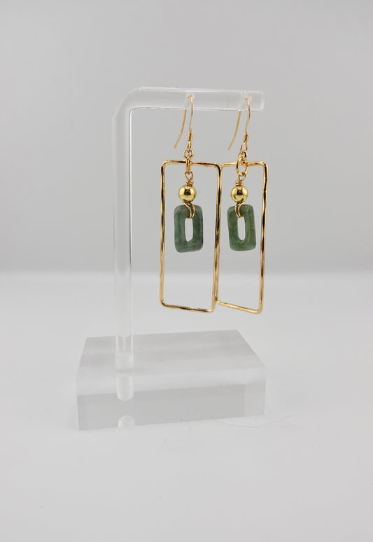 Rectangle jade earrings