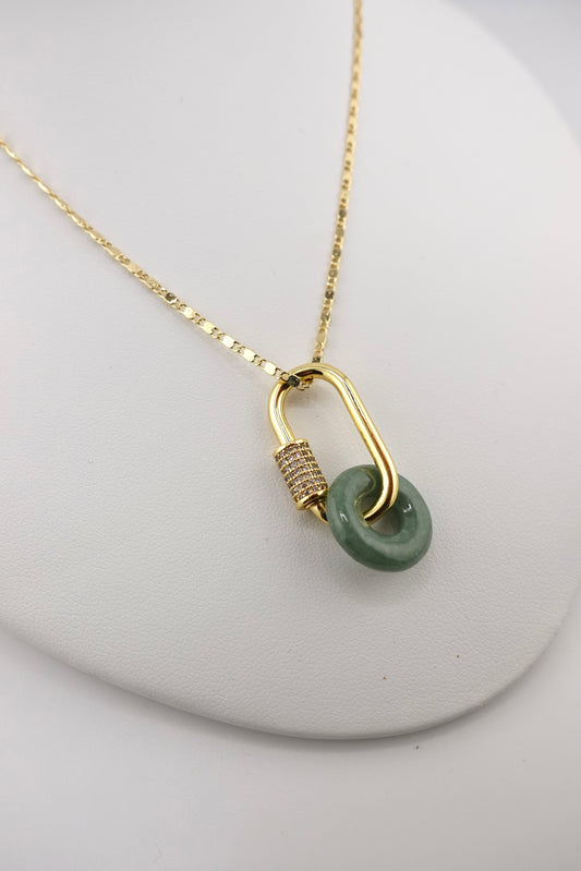 Jade carabiner necklace