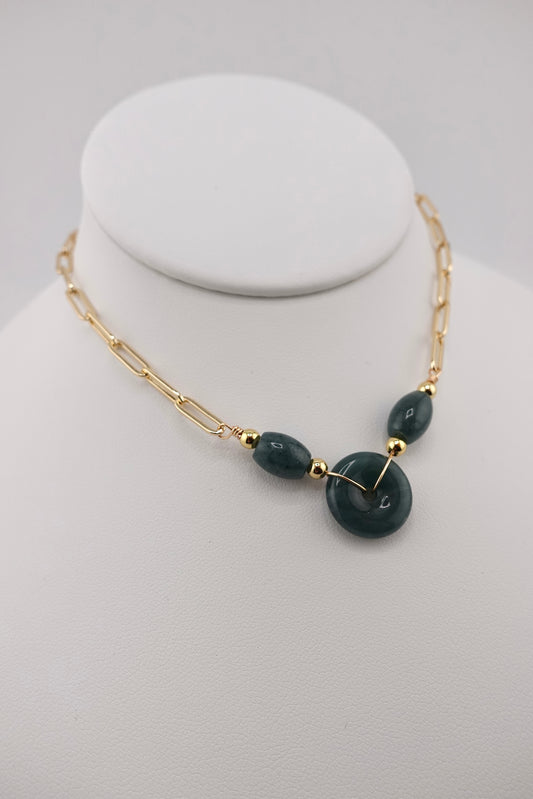 Paperclip jade necklace
