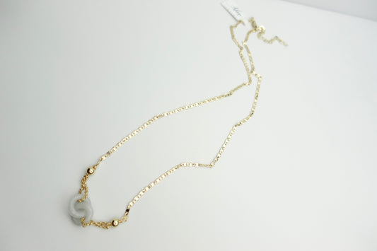 Interlinked white jade necklace