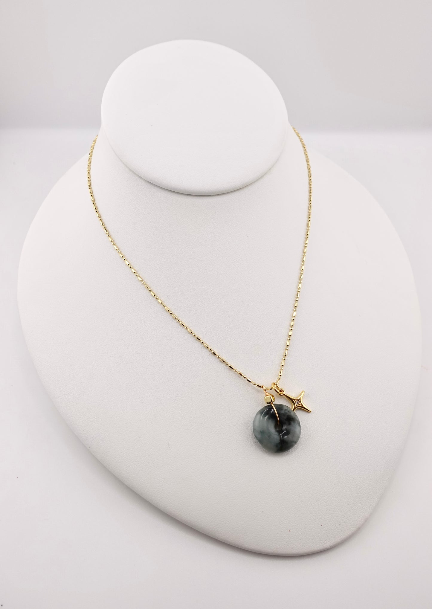 Drop jade charm necklace