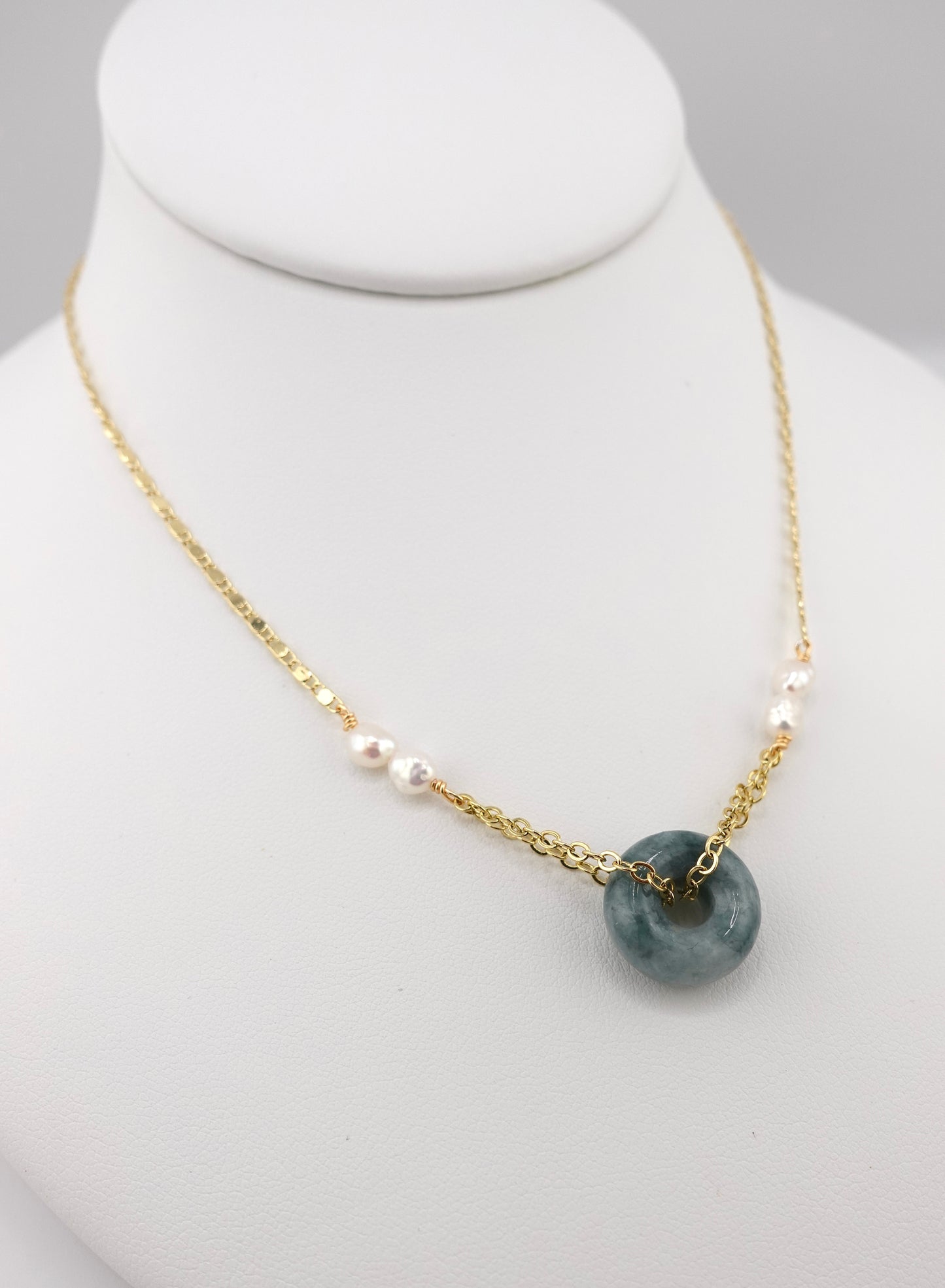 Jade donut necklace