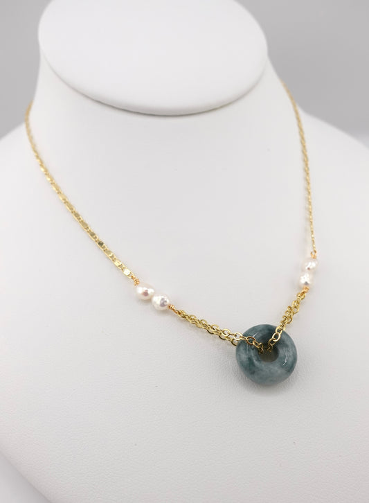 Jade donut necklace