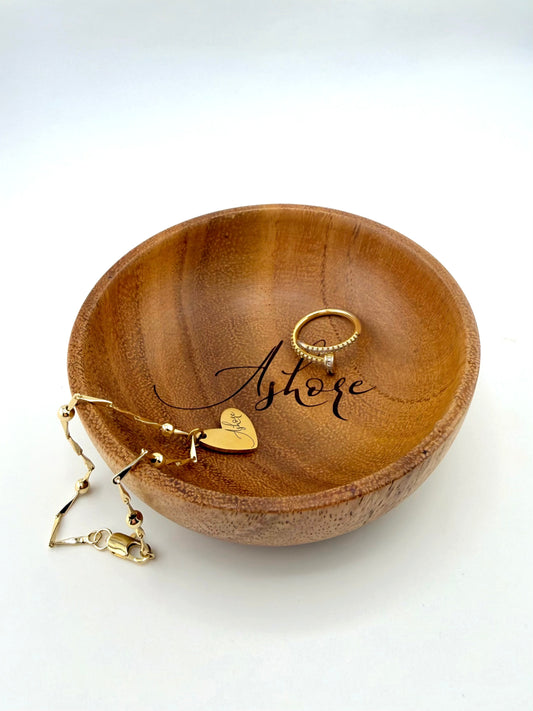 Acacia wood trinket bowl