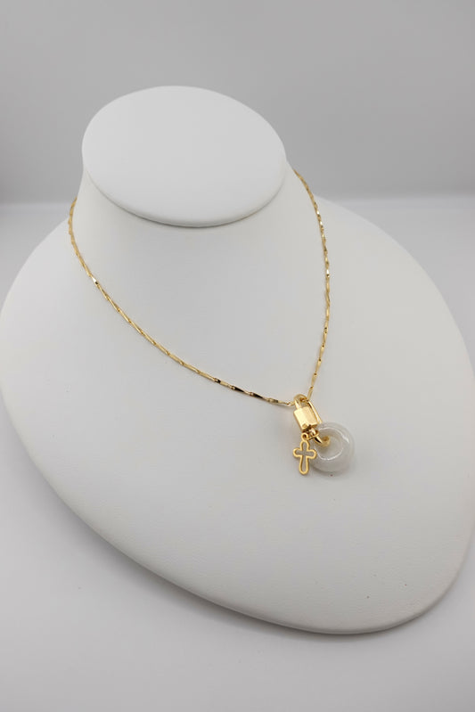 White Jade carabiner charm necklace