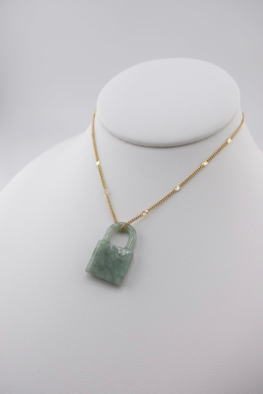 Jade lock necklace