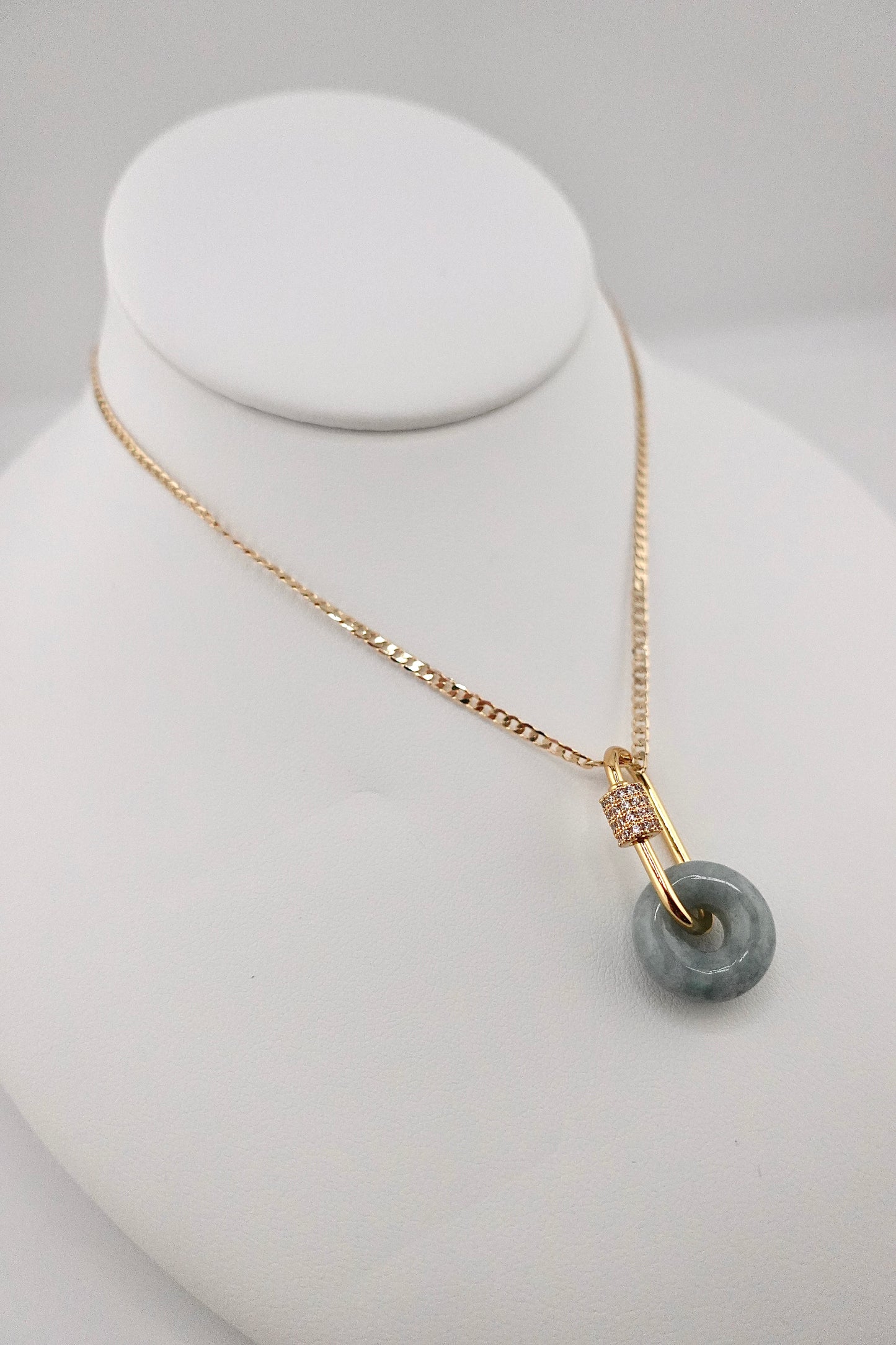 Carabiner jade necklace