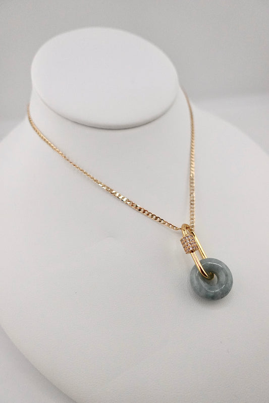 Carabiner jade necklace