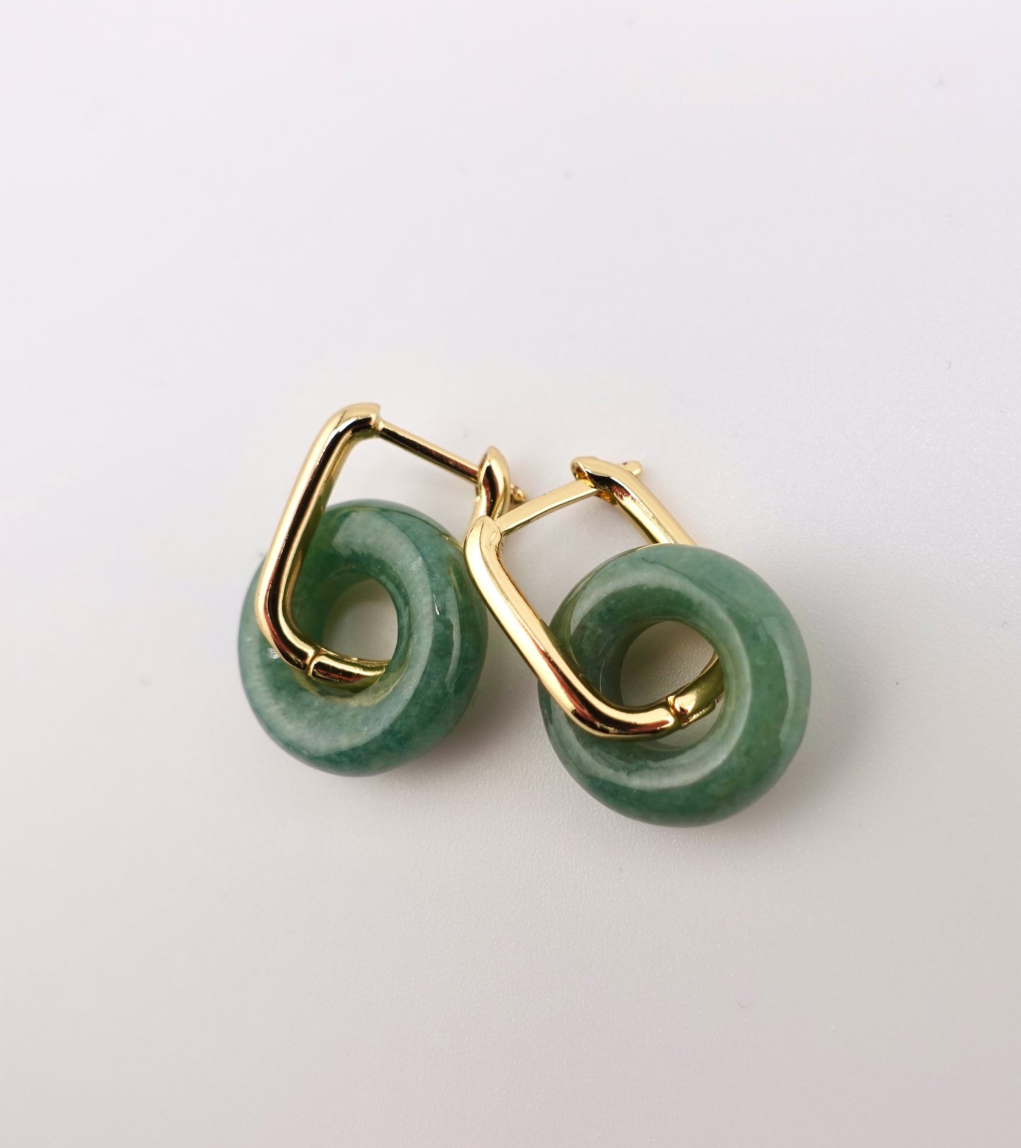 Mini jade link hoops