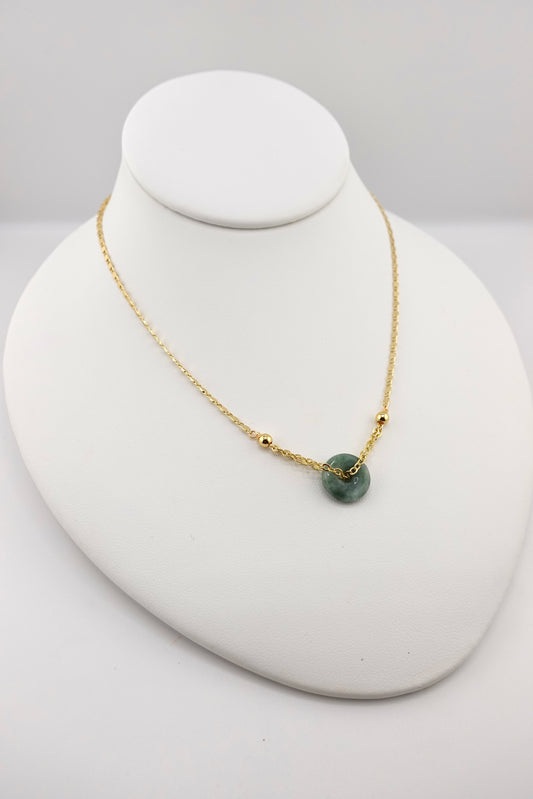 Mini jade donut necklace