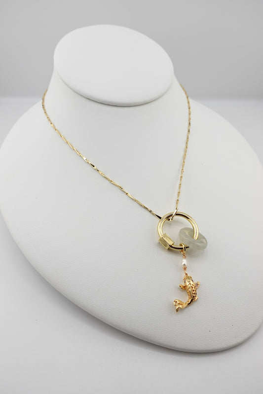Koi drop jade necklace