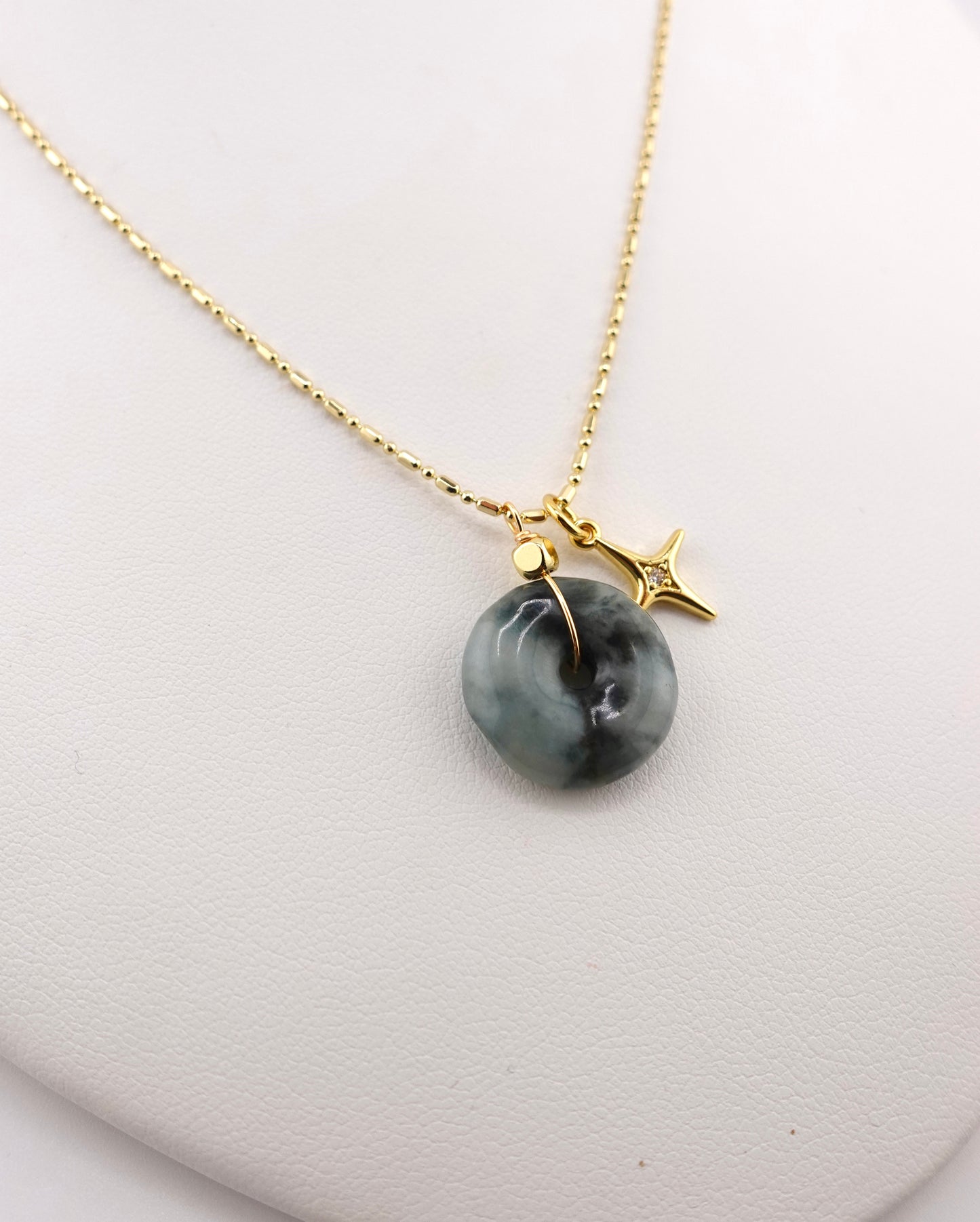 Drop jade charm necklace