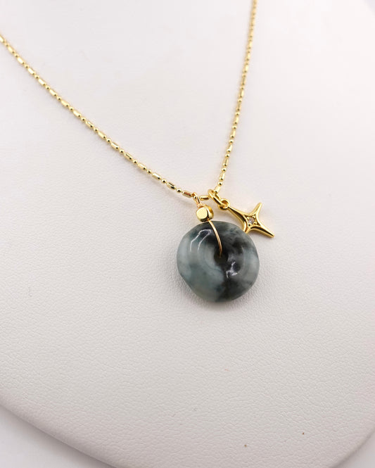 Drop jade charm necklace