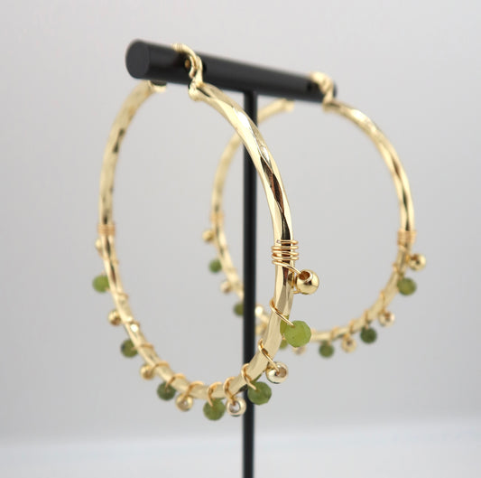 Large jade wrapped hoops