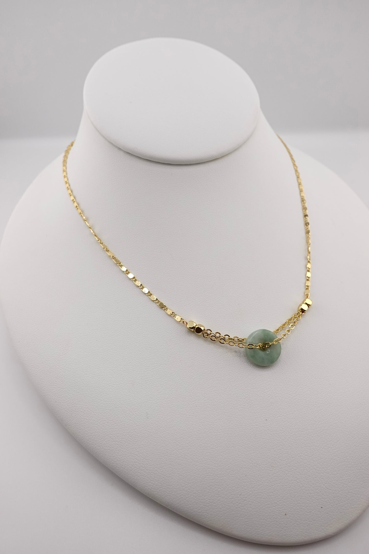 Mini jade donut necklace