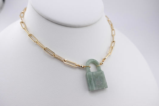 Jade lock necklace