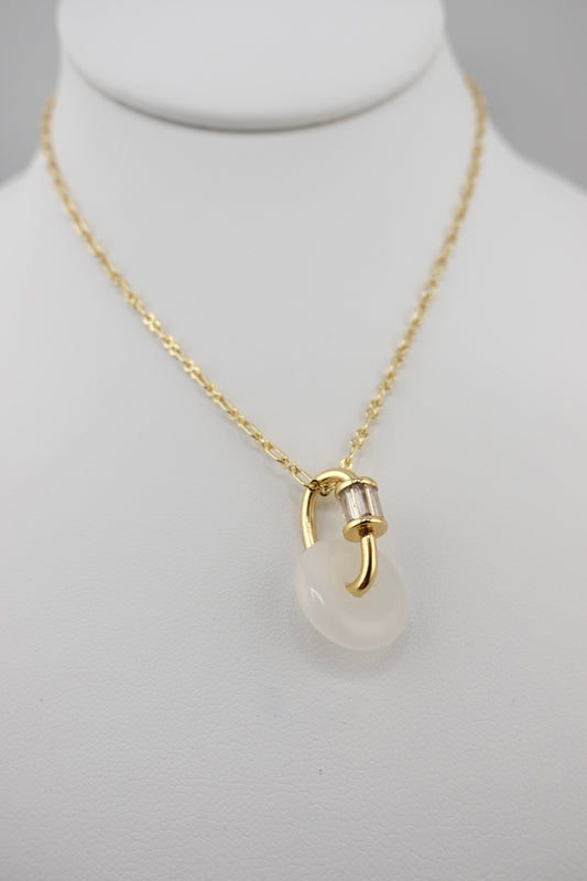White jade carabiner necklace