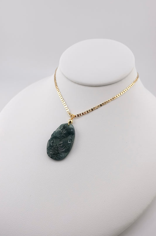 Scenic jade pendant necklace
