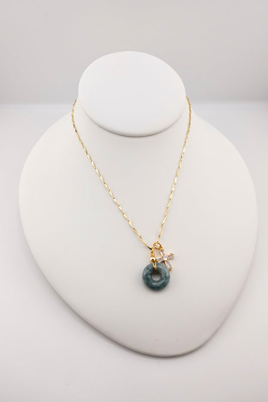 Jade donut charm necklace l