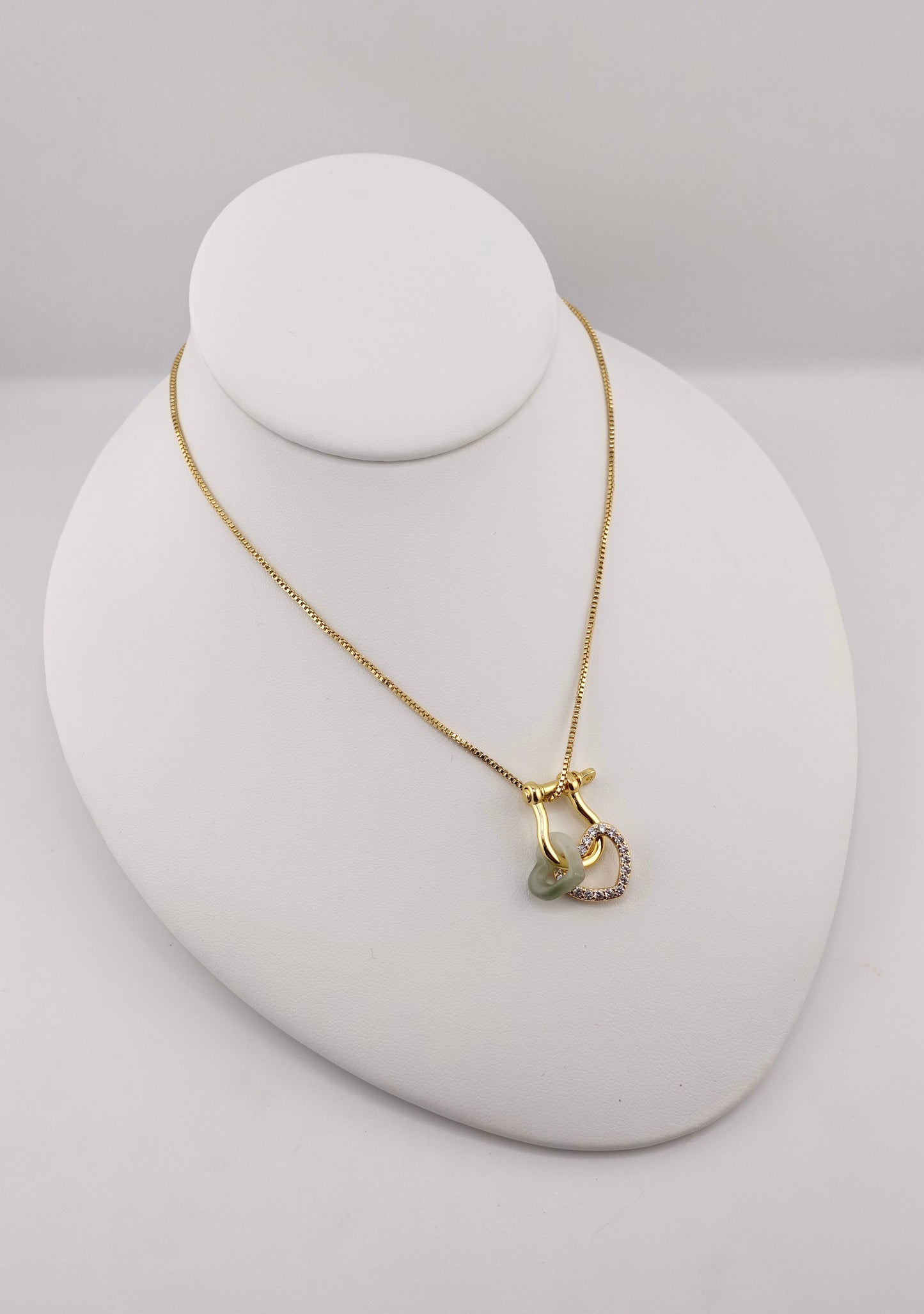 Carabiner jade charm necklace