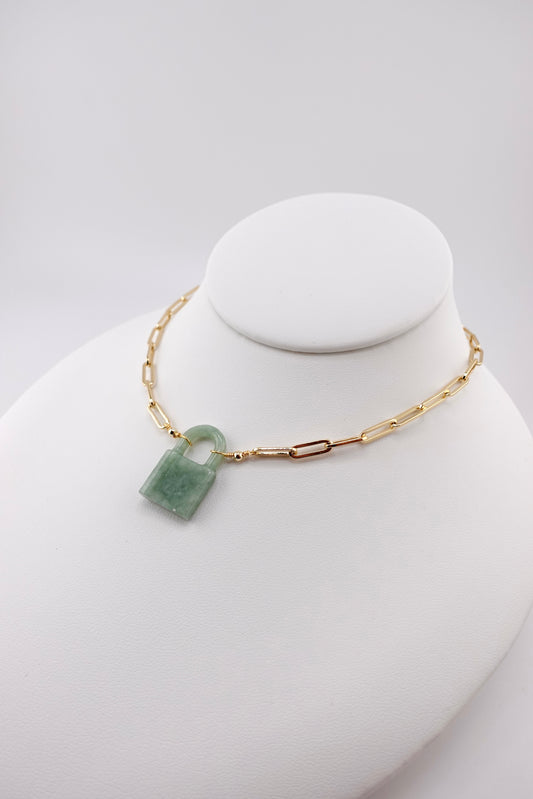 Jade lock necklace