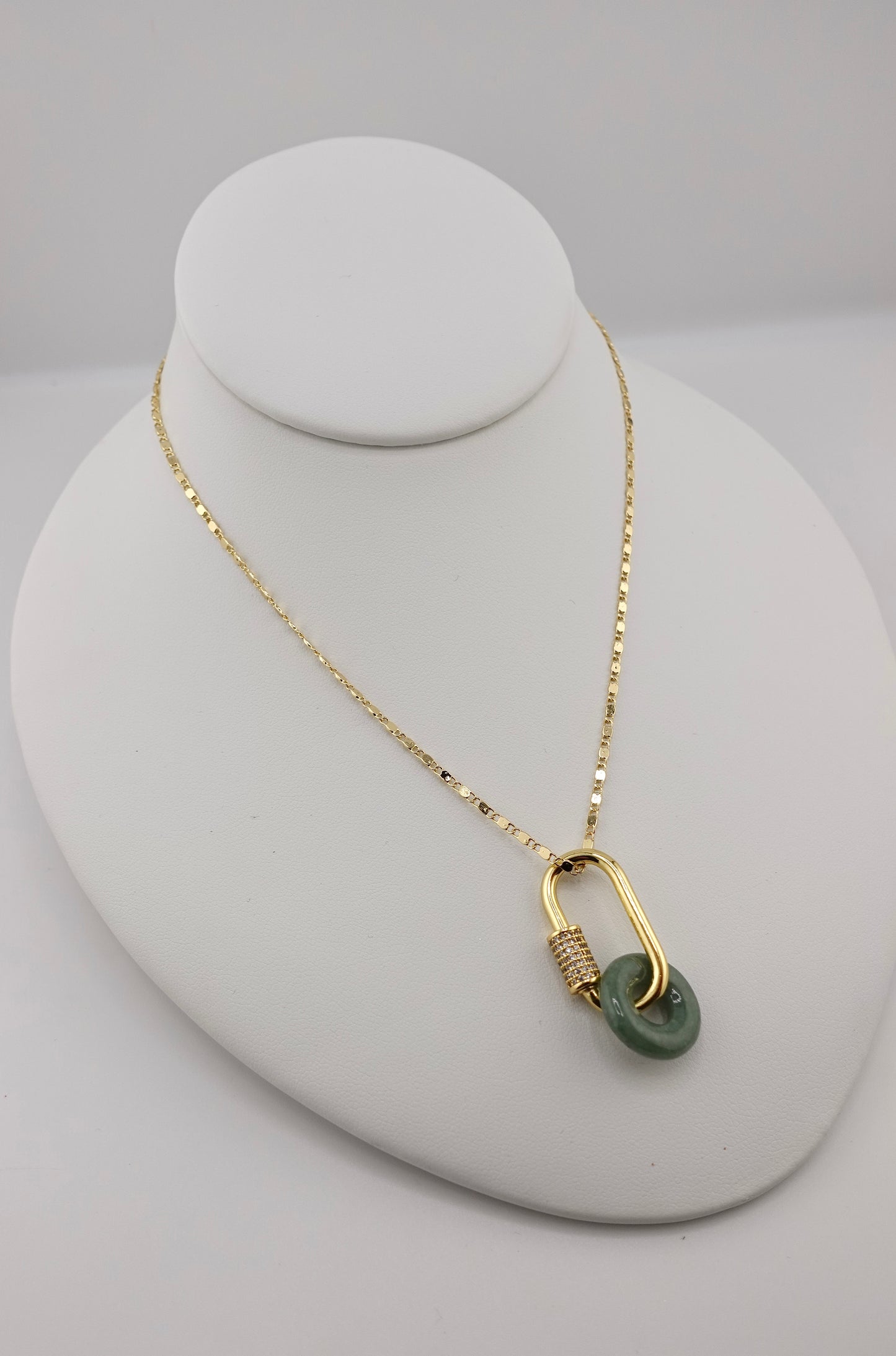 Jade carabiner necklace