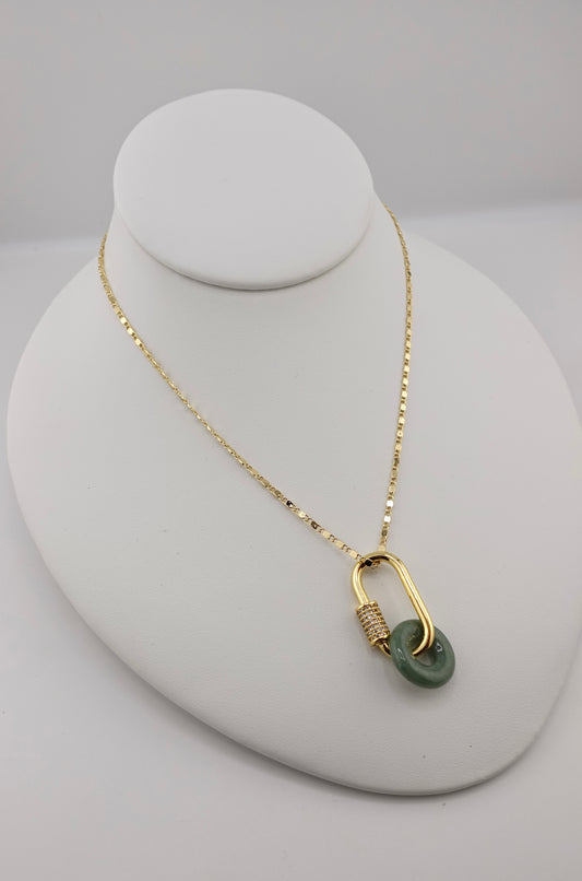 Jade carabiner necklace