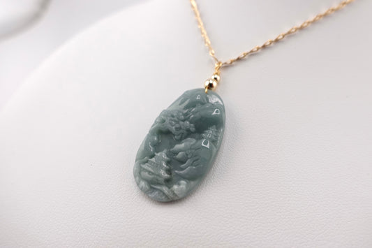 Jade landscape necklace