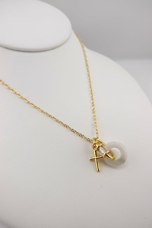 White jade carabiner necklace