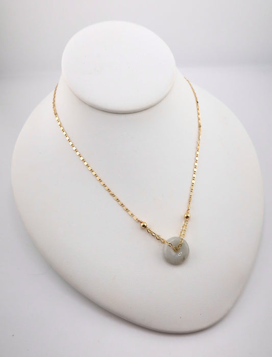 Mini jade donut necklace