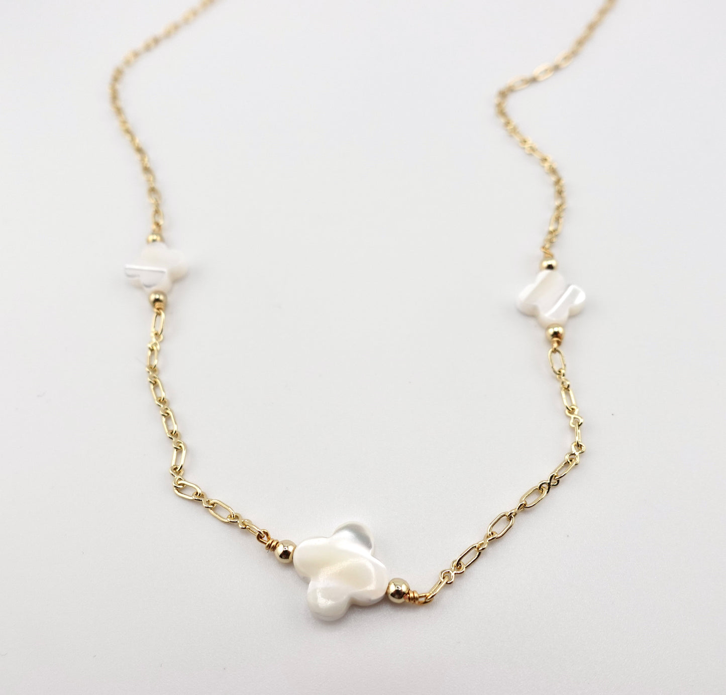 Mother of Pearl clover necklace