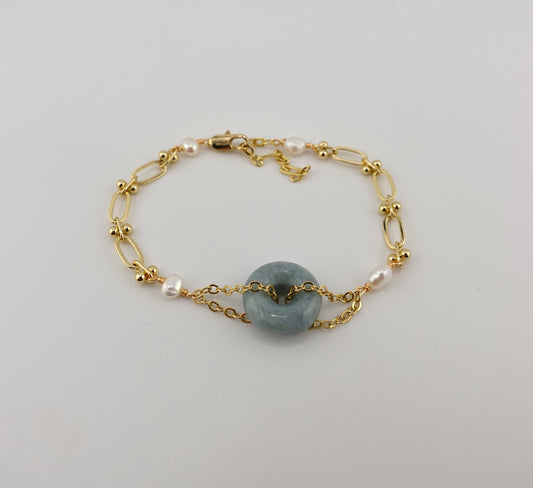 Jade donut pearl bracelet