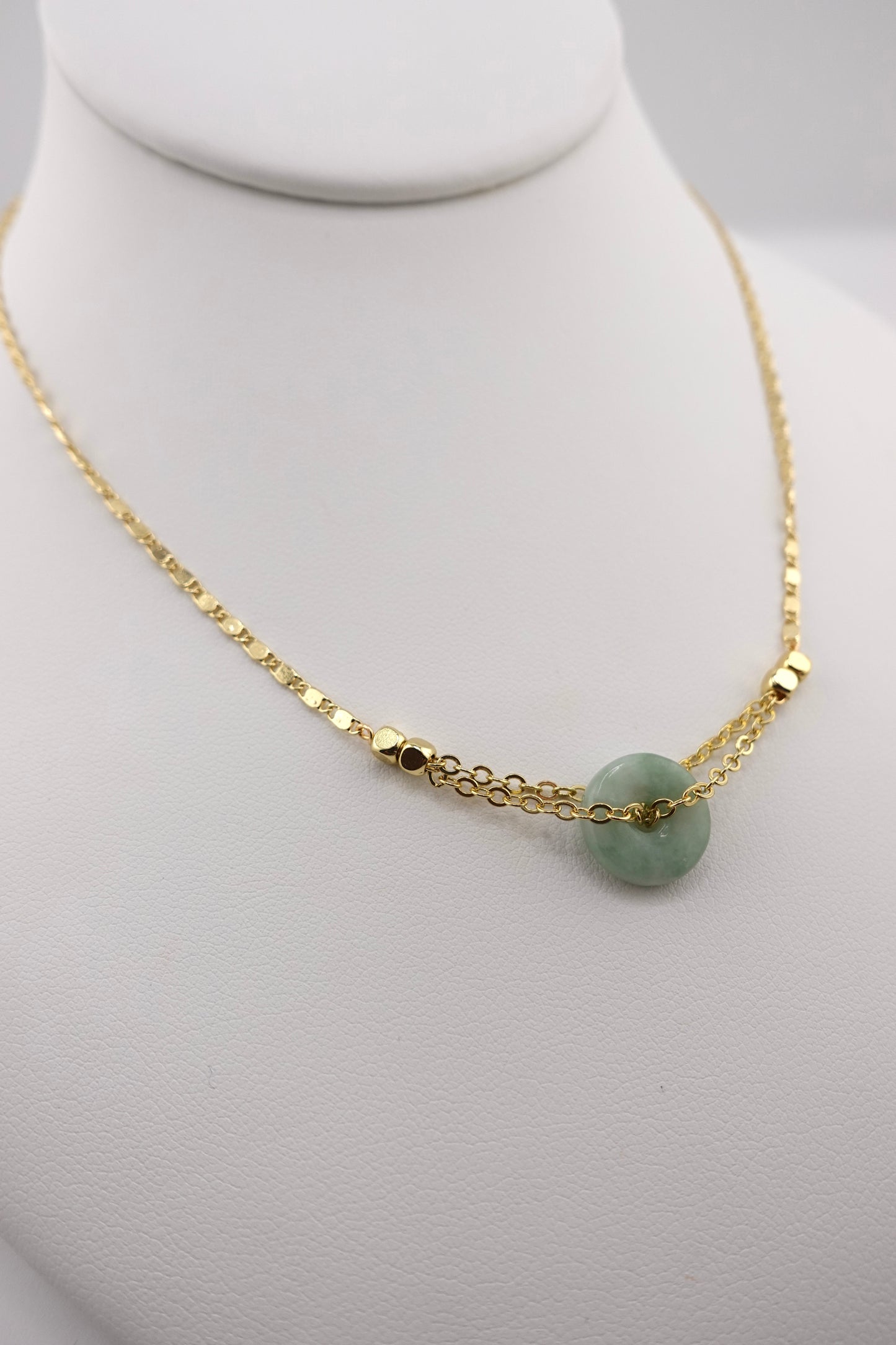 Mini jade donut necklace