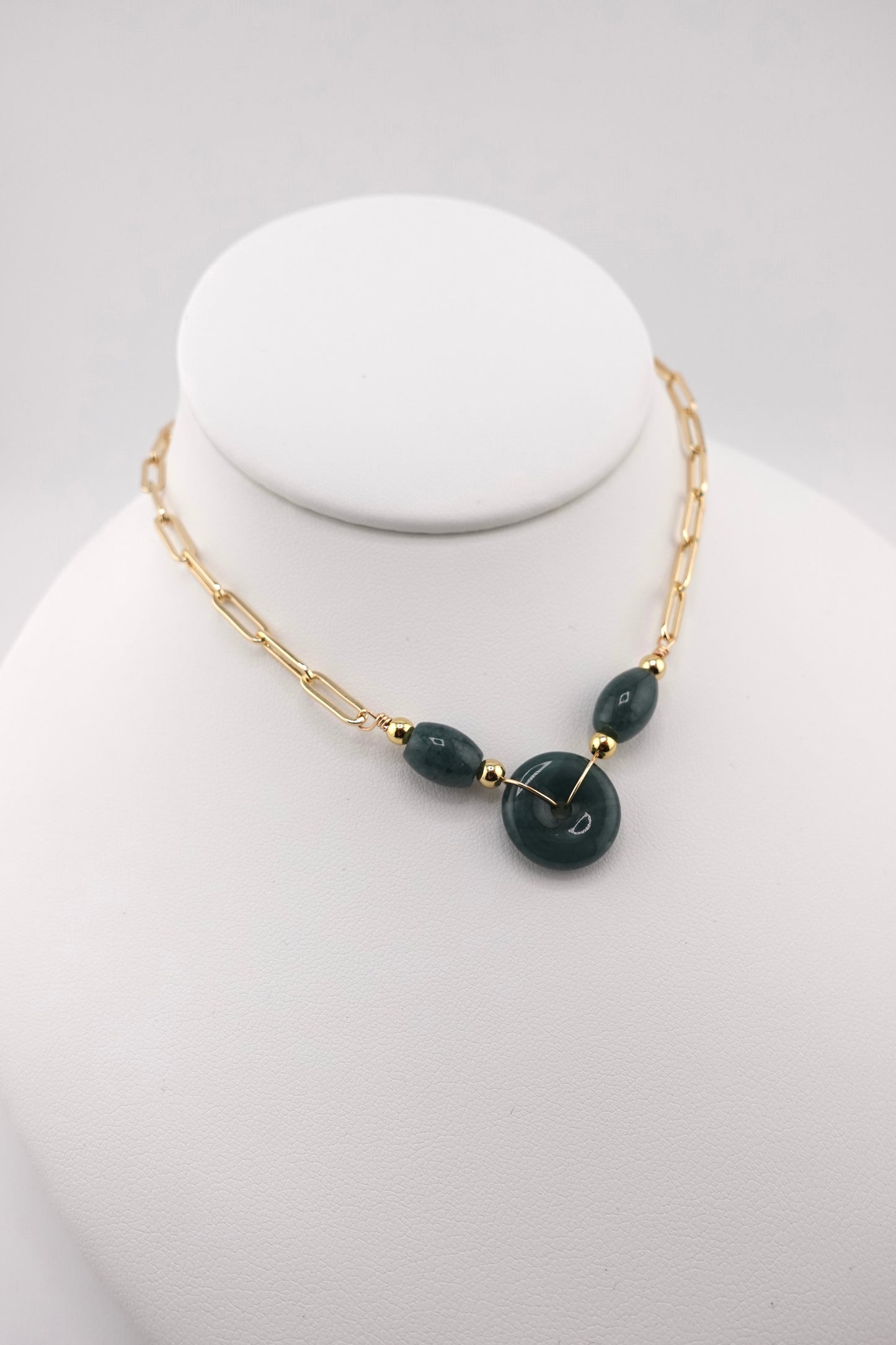 Paperclip jade necklace