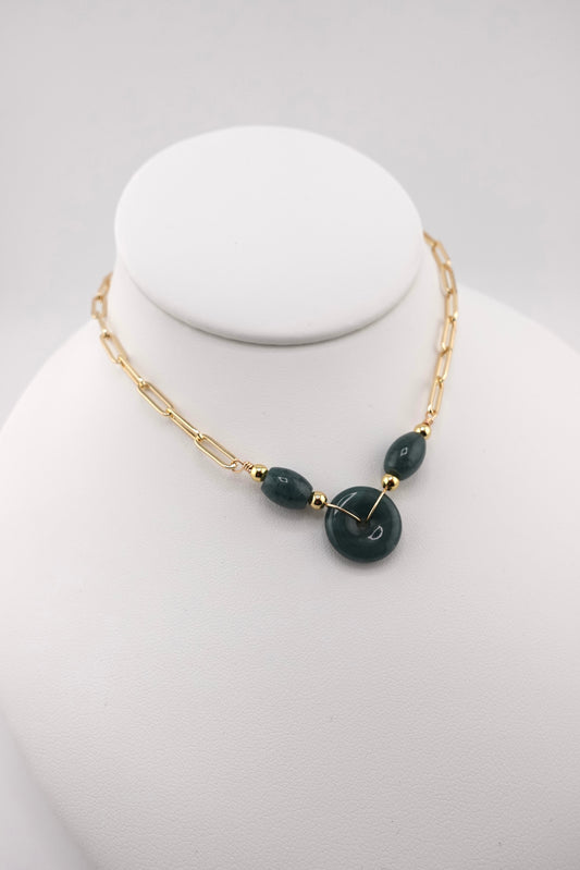 Paperclip jade necklace