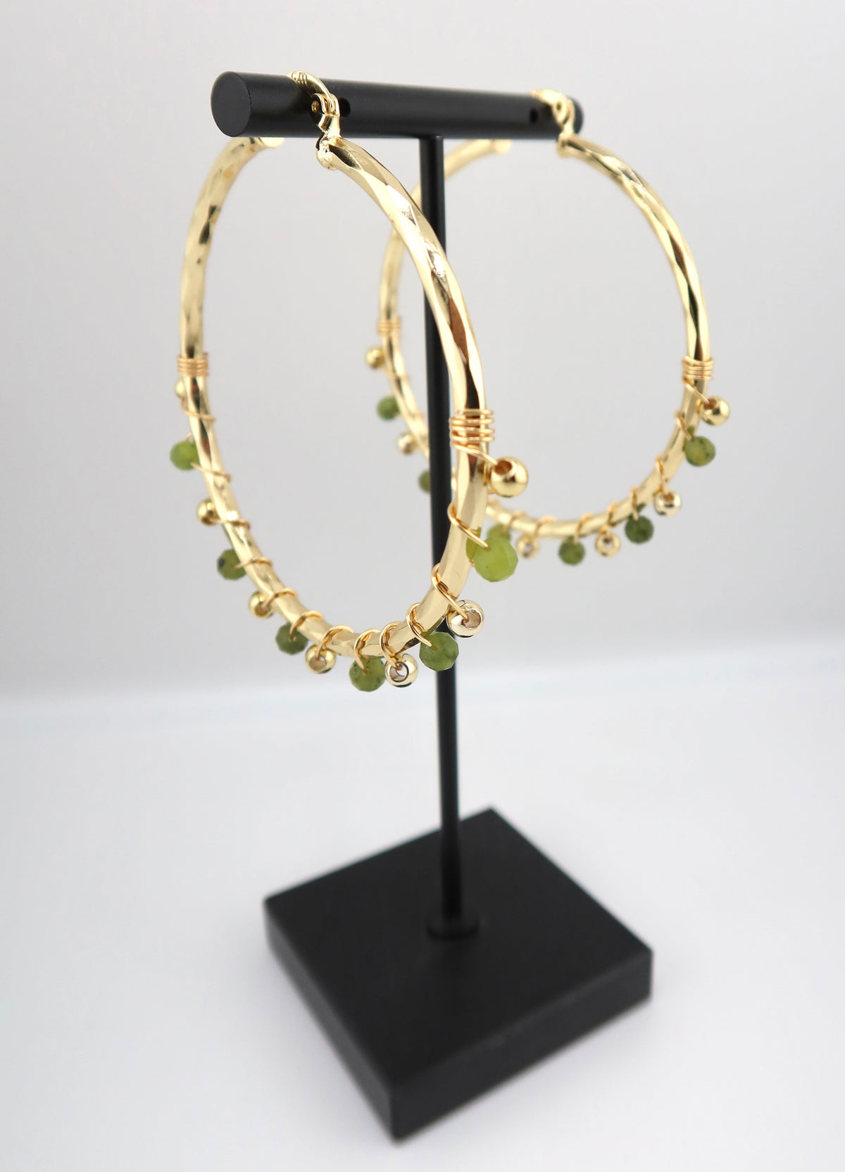 Large jade wrapped hoops