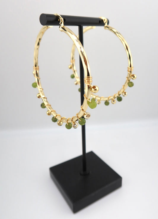 Large jade wrapped hoops
