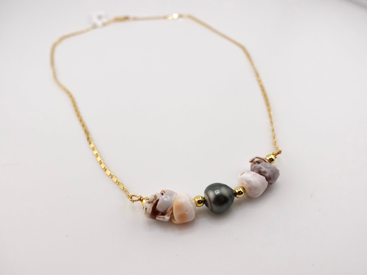 Tahitian pearl puka shell necklace