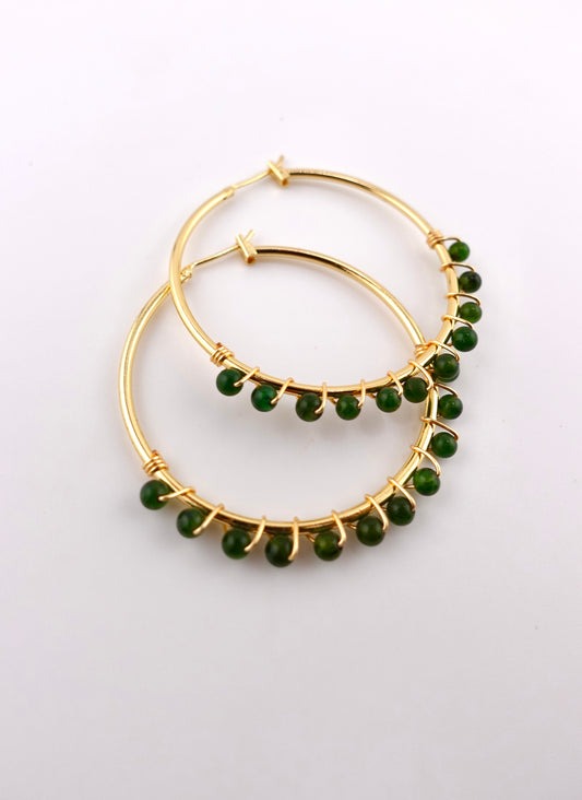 Small wire wrapped jaded hoops