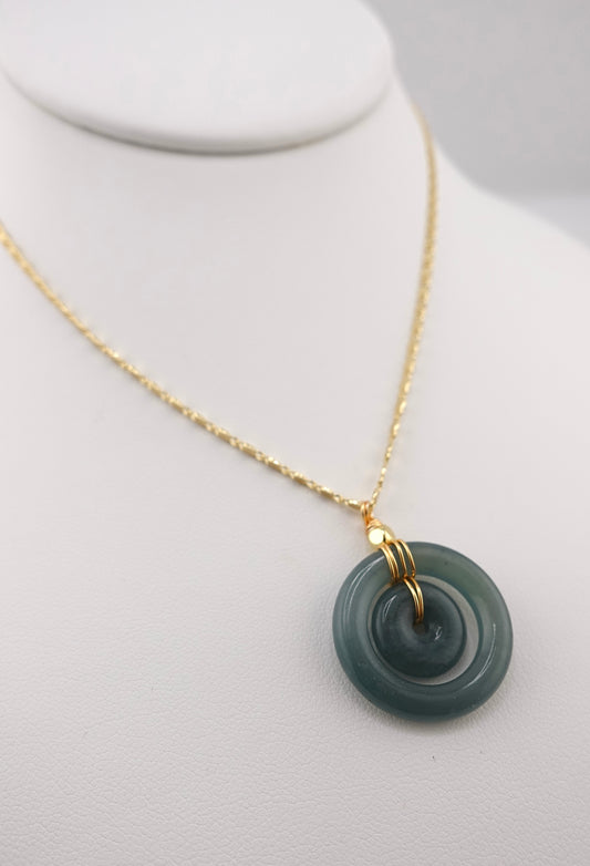 Double donut jade necklace
