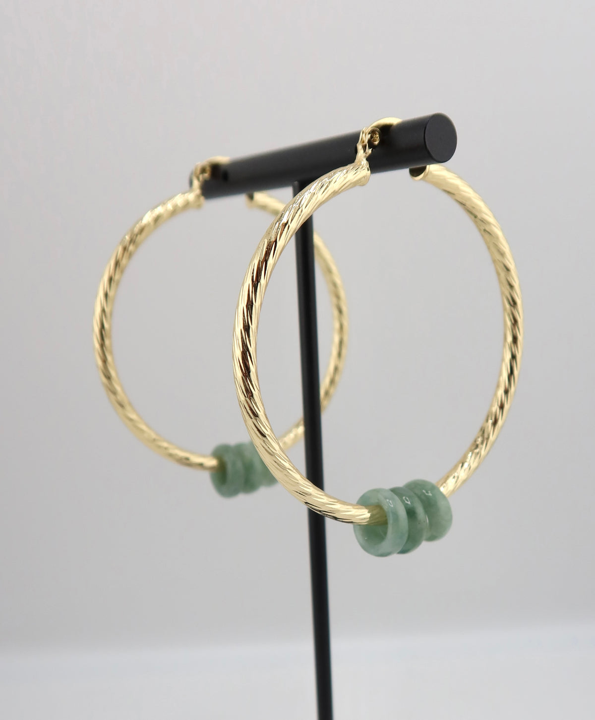 Medium triple jade hoops