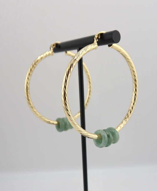 Medium triple jade hoops