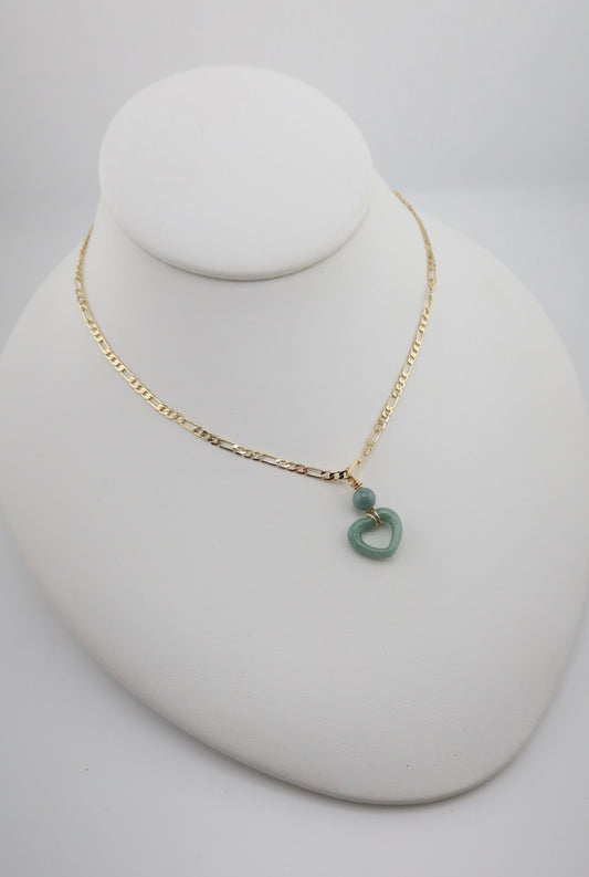 Mini jade heart necklace