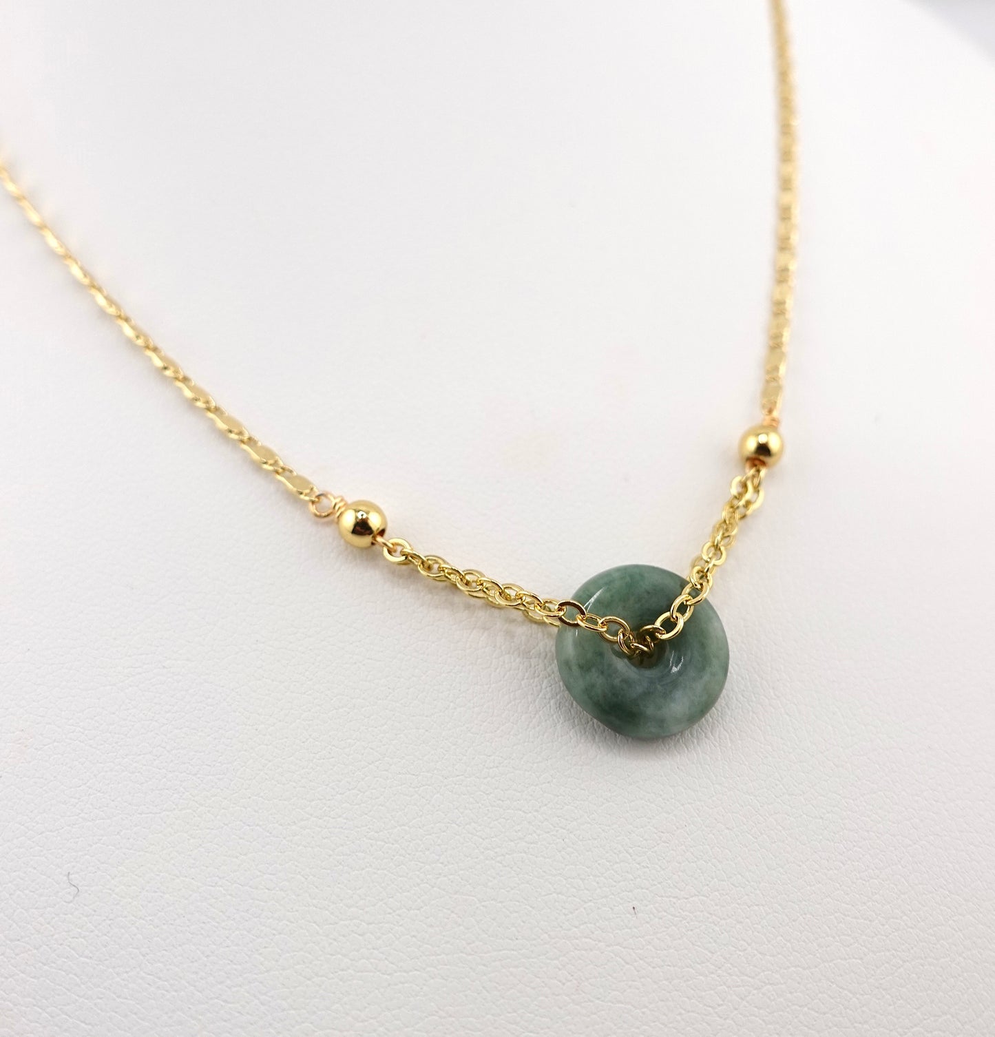 Mini jade donut necklace